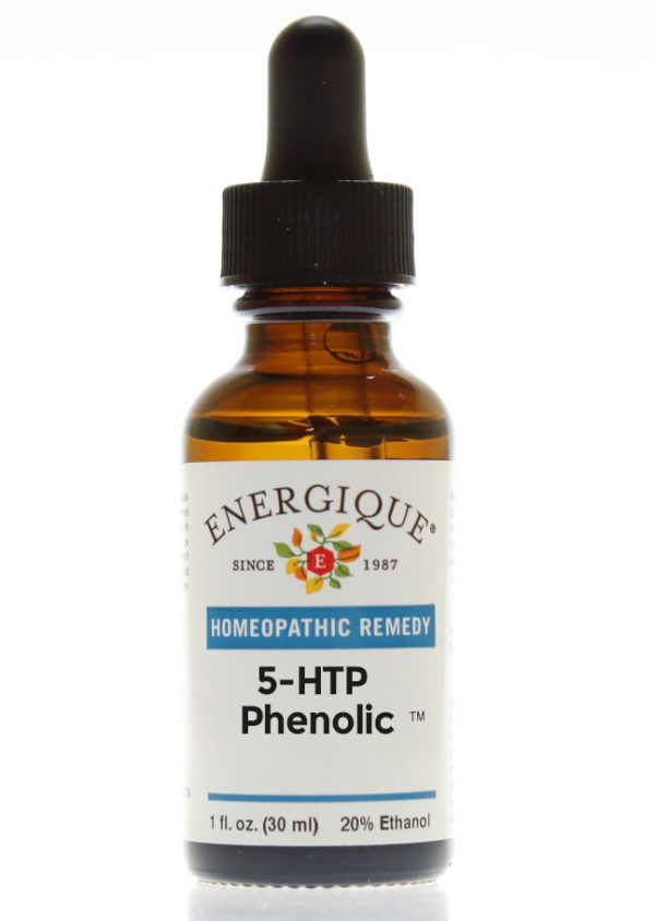 5-HTP Phenolic in glass dropper bottle.