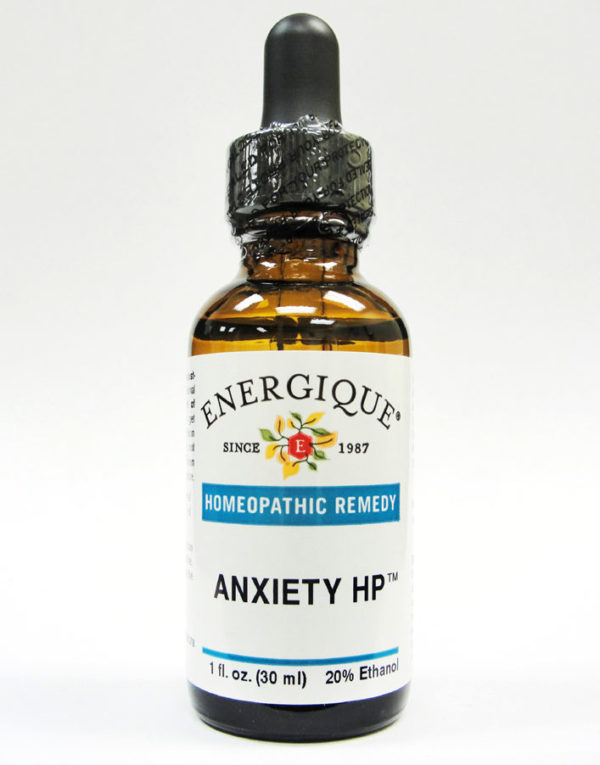 amber dropper bottle of Anxiety HP by Energique.
