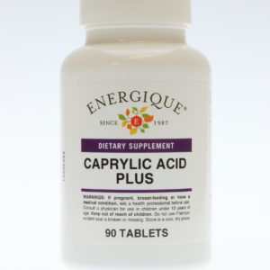 bottle of Caprylic Acid Plus tablets.